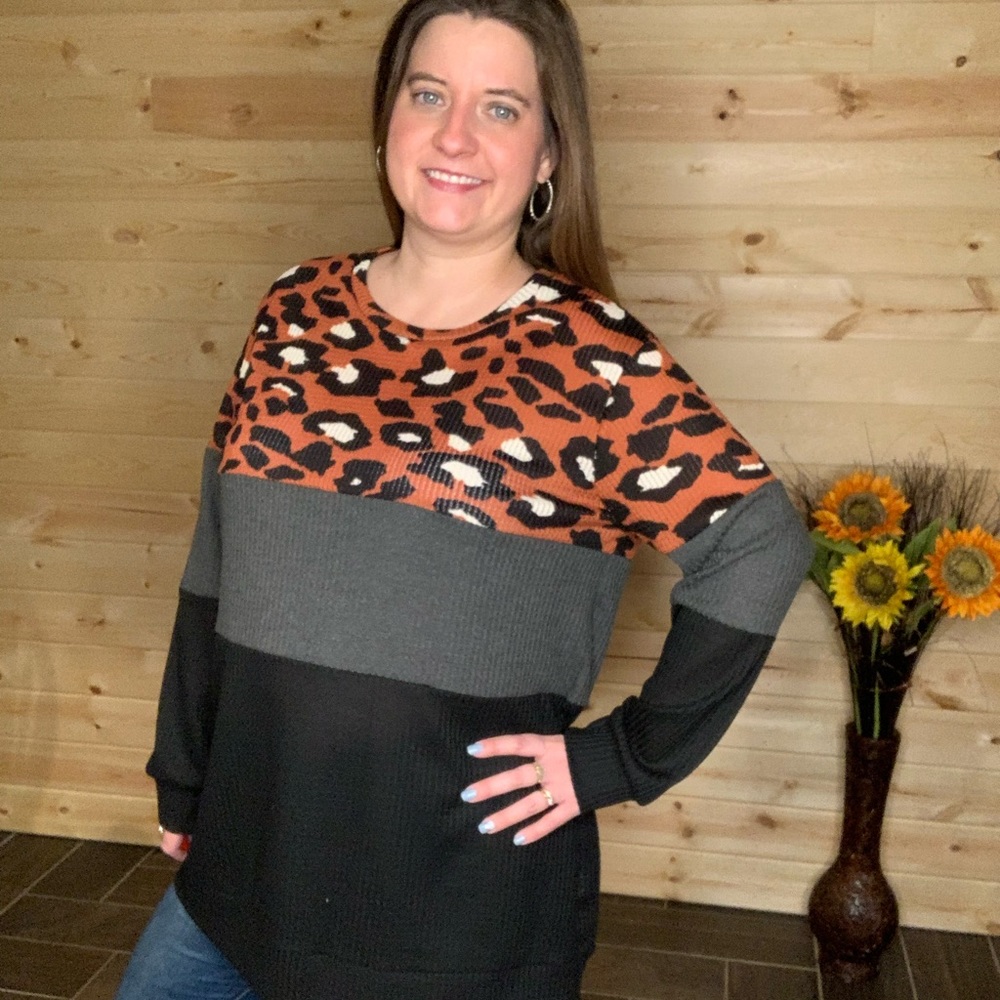 Thermal Colorblock leopard Top